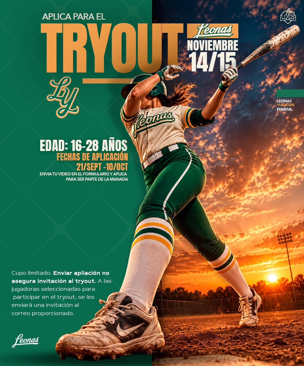 Tryout Leonas de Yucatán para jugadoras de softbol femenil en proceso de selección deportiva